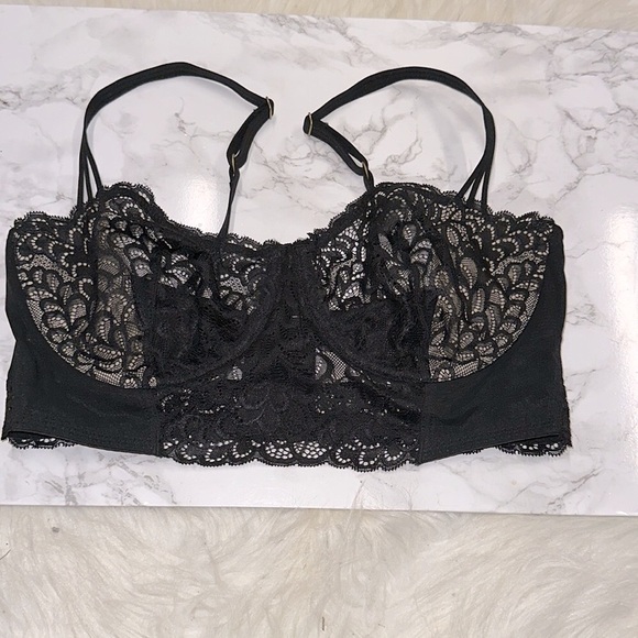 True & Co Elegant Black Lace Bralette size 36C new without tags - Picture 3 of 8